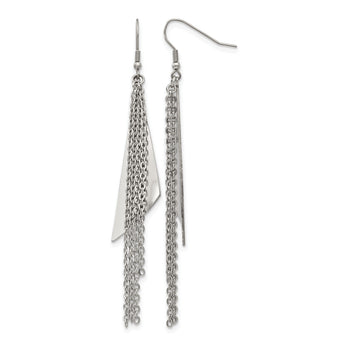 Stainless Steel Polished Shepherd Hook Dangle Earrings - Birthstone Company