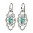Stainless Steel Polished Imi. Turquoise & CZ Dangle Earrings - Birthstone Company