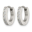 Stainless Steel CZ Hinged Hoop Earrings - Birthstone Company