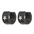 Stainless Steel Black IP plated Star Hinged Hoop Earrings - Birthstone Company