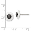 Chisel Stainless Steel Polished White Ceramic with Black CZ Post Earrings
