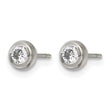 Stainless Steel Polished 3mm Bezel CZ Stud Post Earrings - Birthstone Company