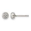Stainless Steel Polished 3mm Bezel CZ Stud Post Earrings - Birthstone Company