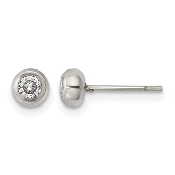 Stainless Steel Polished 3mm Bezel CZ Stud Post Earrings - Birthstone Company