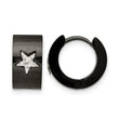 Stainless Steel Black IP plated Star Hinged Hoop Earrings - Birthstone Company