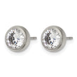 Stainless Steel Polished 6mm Bezel CZ Stud Post Earrings - Birthstone Company