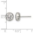 Stainless Steel Polished 6mm Bezel CZ Stud Post Earrings - Birthstone Company