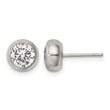 Stainless Steel Polished 6mm Bezel CZ Stud Post Earrings - Birthstone Company