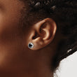 Stainless Steel Polished 6mm Bezel Black CZ Stud Post Earrings - Birthstone Company