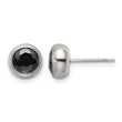 Stainless Steel Polished 6mm Bezel Black CZ Stud Post Earrings - Birthstone Company