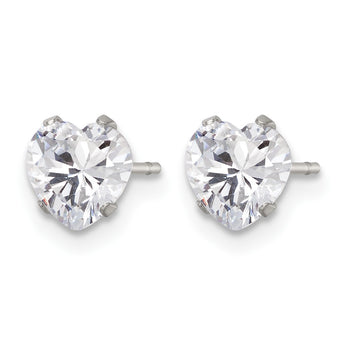 Stainless Steel Polished 6mm Heart CZ Stud Post Earrings - Birthstone Company
