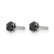 Stainless Steel Polished 3mm Black Round CZ Stud Post Earrings - Birthstone Company