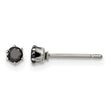 Stainless Steel Polished 3mm Black Round CZ Stud Post Earrings - Birthstone Company