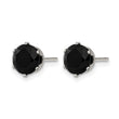 Stainless Steel Polished 7mm Black Round CZ Stud Post Earrings - Birthstone Company