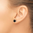 Stainless Steel Polished 7mm Black Round CZ Stud Post Earrings - Birthstone Company