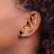 Stainless Steel Polished 8mm Black Round CZ Stud Post Earrings
