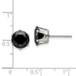 Stainless Steel Polished 8mm Black Round CZ Stud Post Earrings