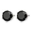 Stainless Steel Polished 9mm Black Round CZ Stud Post Earrings - Birthstone Company