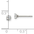 Chisel Stainless Steel Polished 3mm Square CZ Stud Post Earrings