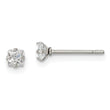 Chisel Stainless Steel Polished 3mm Square CZ Stud Post Earrings