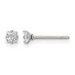 Stainless Steel Polished 3mm Square CZ Stud Post Earrings - Birthstone Company