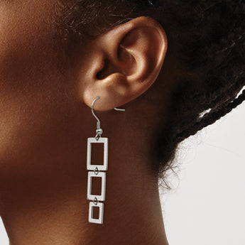 Stainless Steel Rectangle Dangle Earrings - Birthstone Company