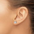 Stainless Steel Polished 6mm Square CZ Stud Post Earrings - Birthstone Company
