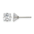 Stainless Steel Polished 6mm Square CZ Stud Post Earrings - Birthstone Company