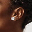 Chisel Stainless Steel Polished 10mm Square CZ Stud Post Earrings