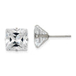 Chisel Stainless Steel Polished 10mm Square CZ Stud Post Earrings