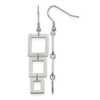Stainless Steel Rectangle Dangle Earrings - Birthstone Company