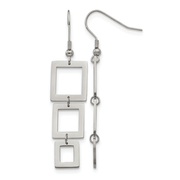 Stainless Steel Rectangle Dangle Earrings - Birthstone Company