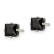 Stainless Steel Polished 5mm Black Square CZ Stud Post Earrings