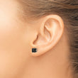 Stainless Steel Polished 5mm Black Square CZ Stud Post Earrings