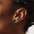 Chisel Stainless Steel Polished 7mm Black Square CZ Stud Post Earrings