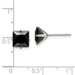 Chisel Stainless Steel Polished 7mm Black Square CZ Stud Post Earrings