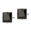 Stainless Steel Polished 9mm Black Square CZ Stud Post Earrings