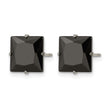 Stainless Steel Polished 9mm Black Square CZ Stud Post Earrings - Birthstone Company