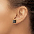 Stainless Steel Polished 9mm Black Square CZ Stud Post Earrings