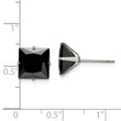 Stainless Steel Polished 9mm Black Square CZ Stud Post Earrings