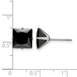 Stainless Steel Polished 9mm Black Square CZ Stud Post Earrings - Birthstone Company
