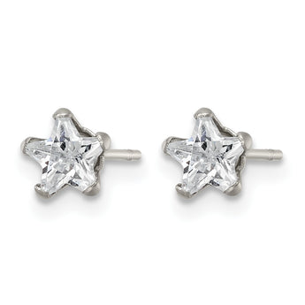 Stainless Steel Polished 5mm Star CZ Stud Post Earrings - Birthstone Company