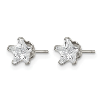 Stainless Steel Polished 6mm Star CZ Stud Post Earrings - Birthstone Company
