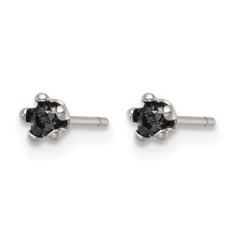 Stainless Steel Polished 3mm Black Star CZ Stud Post Earrings - Birthstone Company