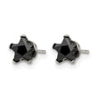 Stainless Steel Polished 6mm Black Star CZ Stud Post Earrings - Birthstone Company