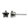 Stainless Steel Polished 6mm Black Star CZ Stud Post Earrings - Birthstone Company