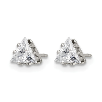 Stainless Steel Polished 5mm Triangle CZ Stud Post Earrings - Birthstone Company