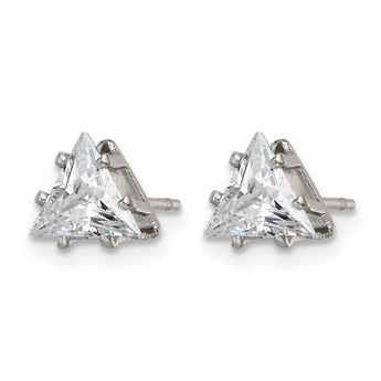 Stainless Steel Polished 6mm Triangle CZ Stud Post Earrings - Birthstone Company