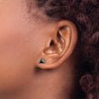 Stainless Steel Polished 5mm Black Triangle CZ Stud Post Earrings
