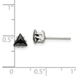 Stainless Steel Polished 5mm Black Triangle CZ Stud Post Earrings